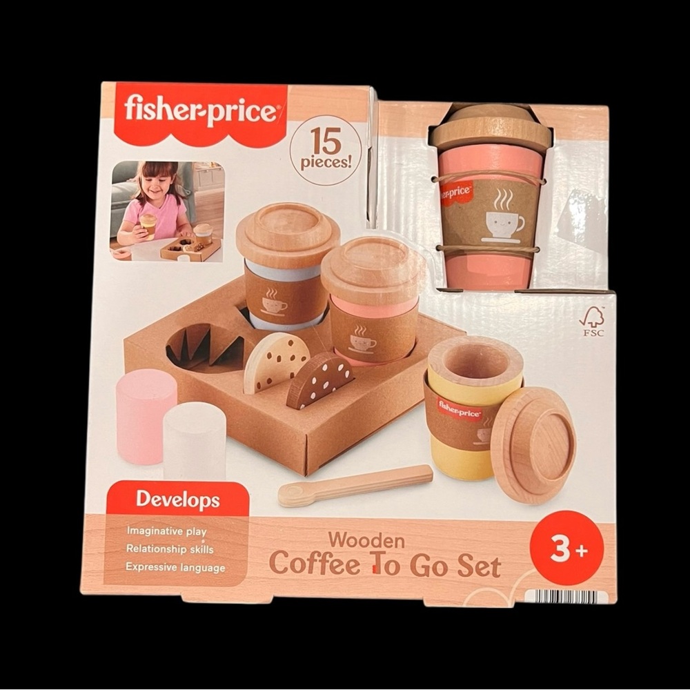 Fisher-Price Wooden Coffee To Go Set 15 pc Cafe Set